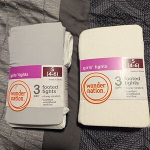 Wonder Nation Girls' Tights - Light Gray and White